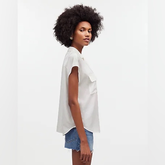 NWT Madewell Silk Drapey Patch-Pocket Sleeveless Shirt - Picture 4 of 6